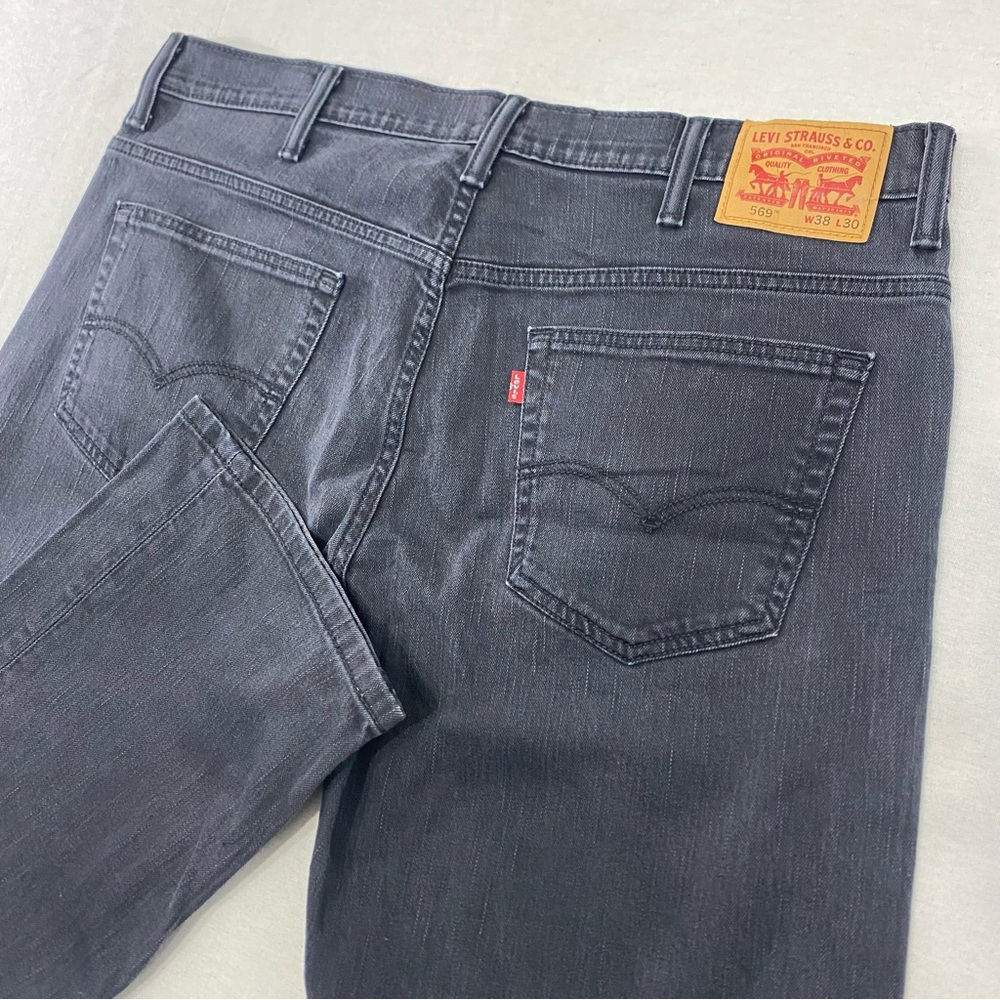 Levi's 569 Jeans Men's 40x29 Black Denim Loose Fit Baggy Straight Leg Wide Leg